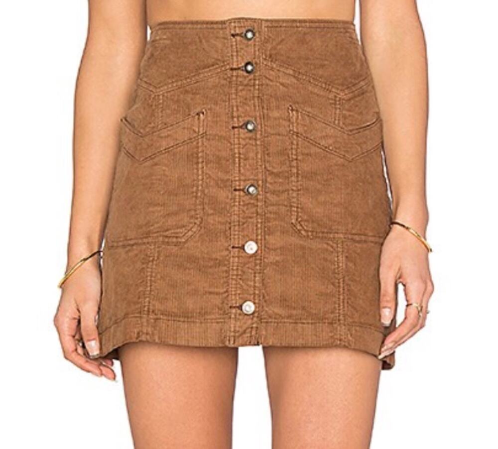 Free People Come A Little Closer Skirt in Coffee